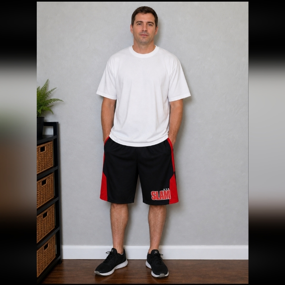 CSG Mesh Basketball Shorts w Pockets Slam Black Red 2XL